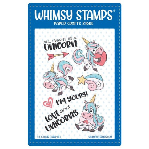 Simon Says Stamp! Whimsy Stamps LOVE AND UNICORNS Clear Stamps KHB186a