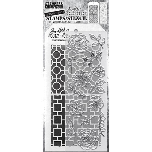 Simon Says Stamp! Tim Holtz Clear Stamps and Stencil FLORAL ELEMENTS THMM161