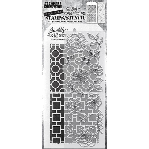 Tim Holtz Clear Stamps and Stencil FLORAL ELEMENTS THMM161 Simon Says