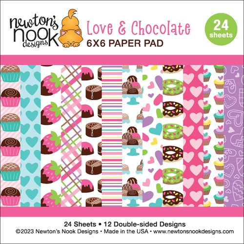 Simon Says Stamp! Newton's Nook Designs LOVE AND CHOCOLATE  6 x 6 inch Paper Pad NN2301P01