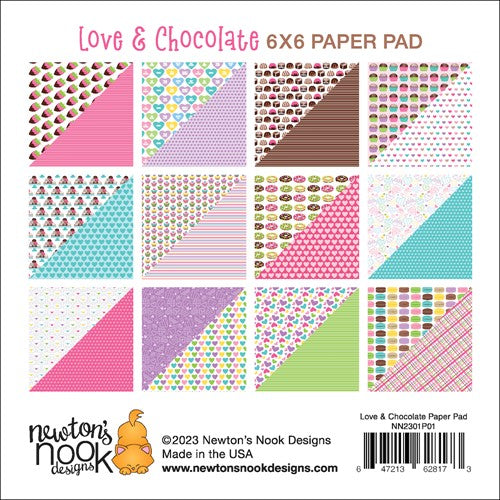 Simon Says Stamp! Newton's Nook Designs LOVE AND CHOCOLATE  6 x 6 inch Paper Pad NN2301P01
