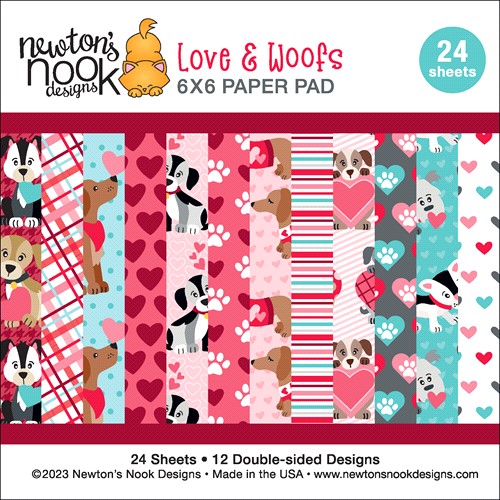 Simon Says Stamp! Newton's Nook Designs LOVE AND WOOFS  6 x 6 inch Paper Pad NN2301P02