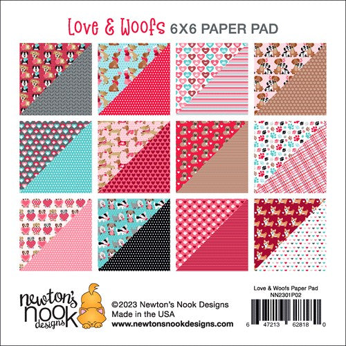 Simon Says Stamp! Newton's Nook Designs LOVE AND WOOFS  6 x 6 inch Paper Pad NN2301P02