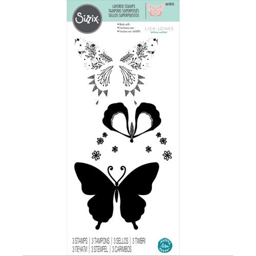 Simon Says Stamp! Sizzix DECORATED BUTTERFLY Layered Clear Stamps 665833