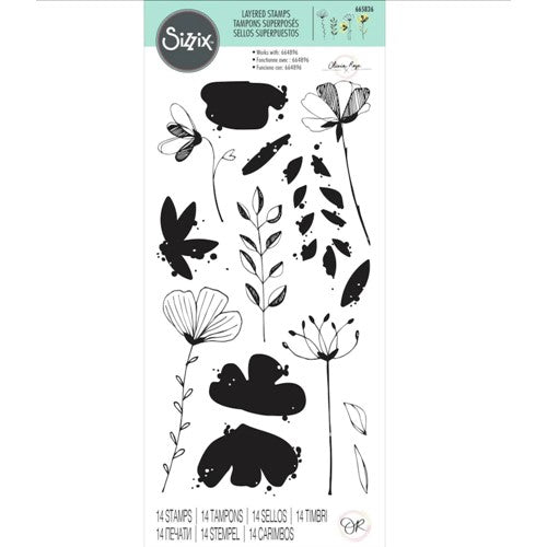 Simon Says Stamp! Sizzix WATERCOLOR FLOWERS Layered Clear Stamps 665836