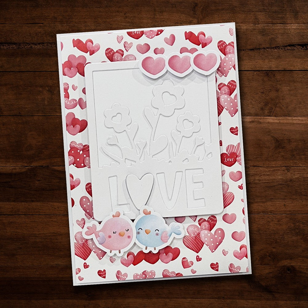 Paper Rose LOVE FRAME Die 28858 flowers