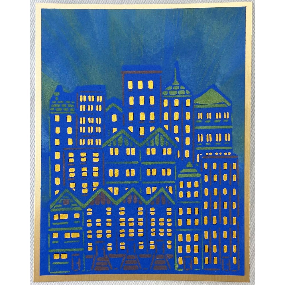The Crafter's Workshop A2 LAYERED CITYSCAPE BUILDINGS Stencil tcw6016 night