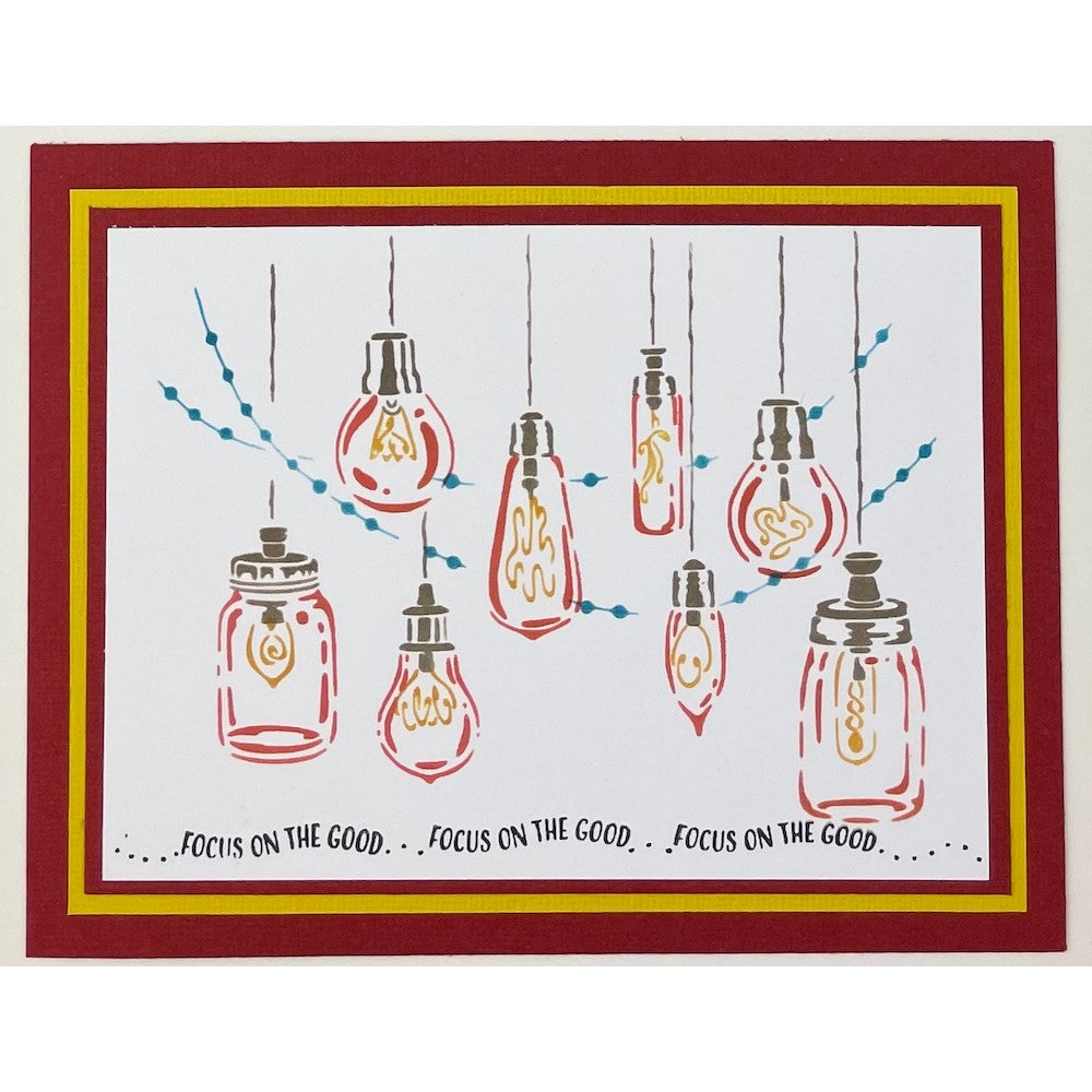 The Crafter's Workshop A2 LAYERED CELEBRATION LIGHTS Stencil tcw6021 focus on the good