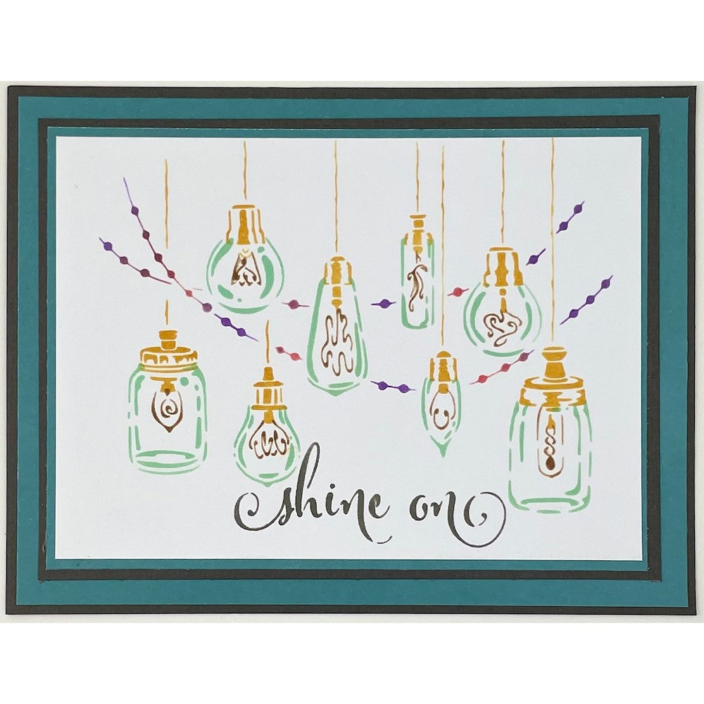 The Crafter's Workshop A2 LAYERED CELEBRATION LIGHTS Stencil tcw6021 shine on