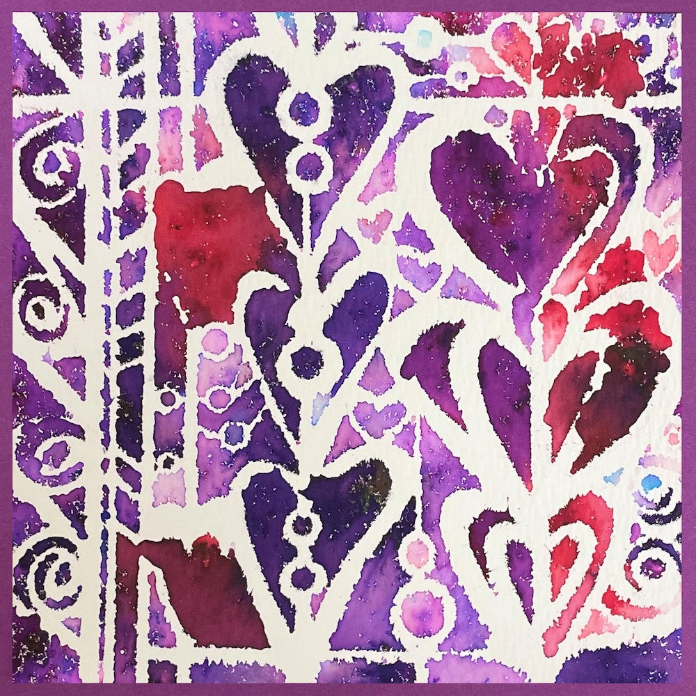 The Crafter's Workshop CONNECTED HEARTS 6x6 Stencil tcw1058s purple