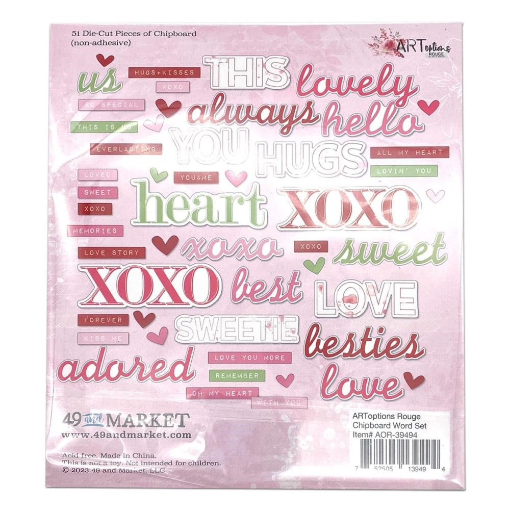 49 and Market ARTOPTIONS ROUGE Chipboard Word Set AOR-39494 detail