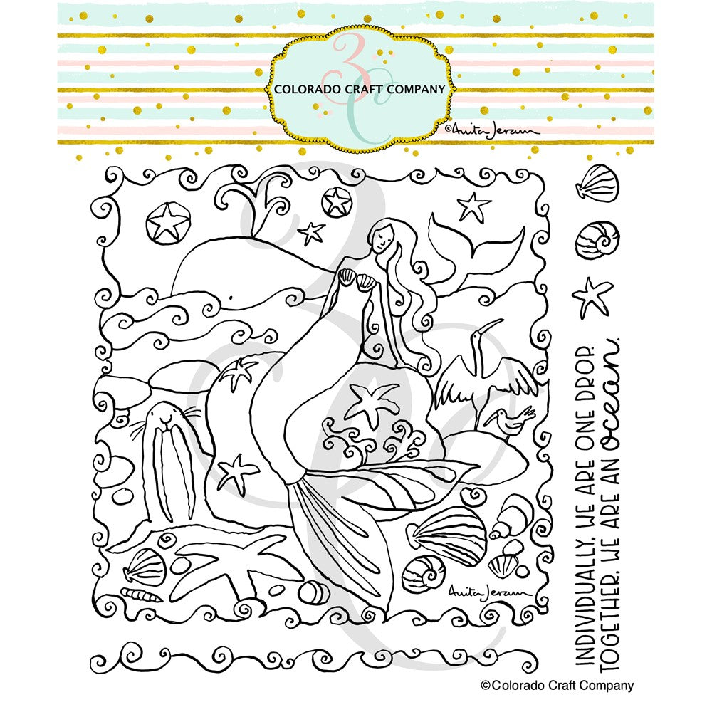 Colorado Craft Company Anita Jeram MERMAID AND WHALES Clear Stamps AJ760