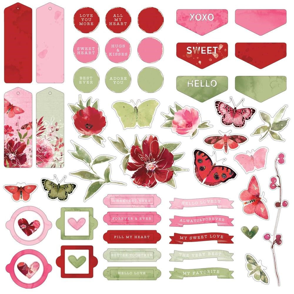 49 and Market Artoptions Rouge Chipboard Set AOR-39388 organized