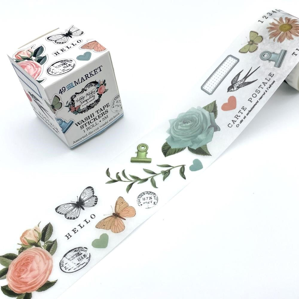 49 and Market VINTAGE ARTISTRY TRANQUILITY Stickers Washi Tape Roll VAT-39784 close detail