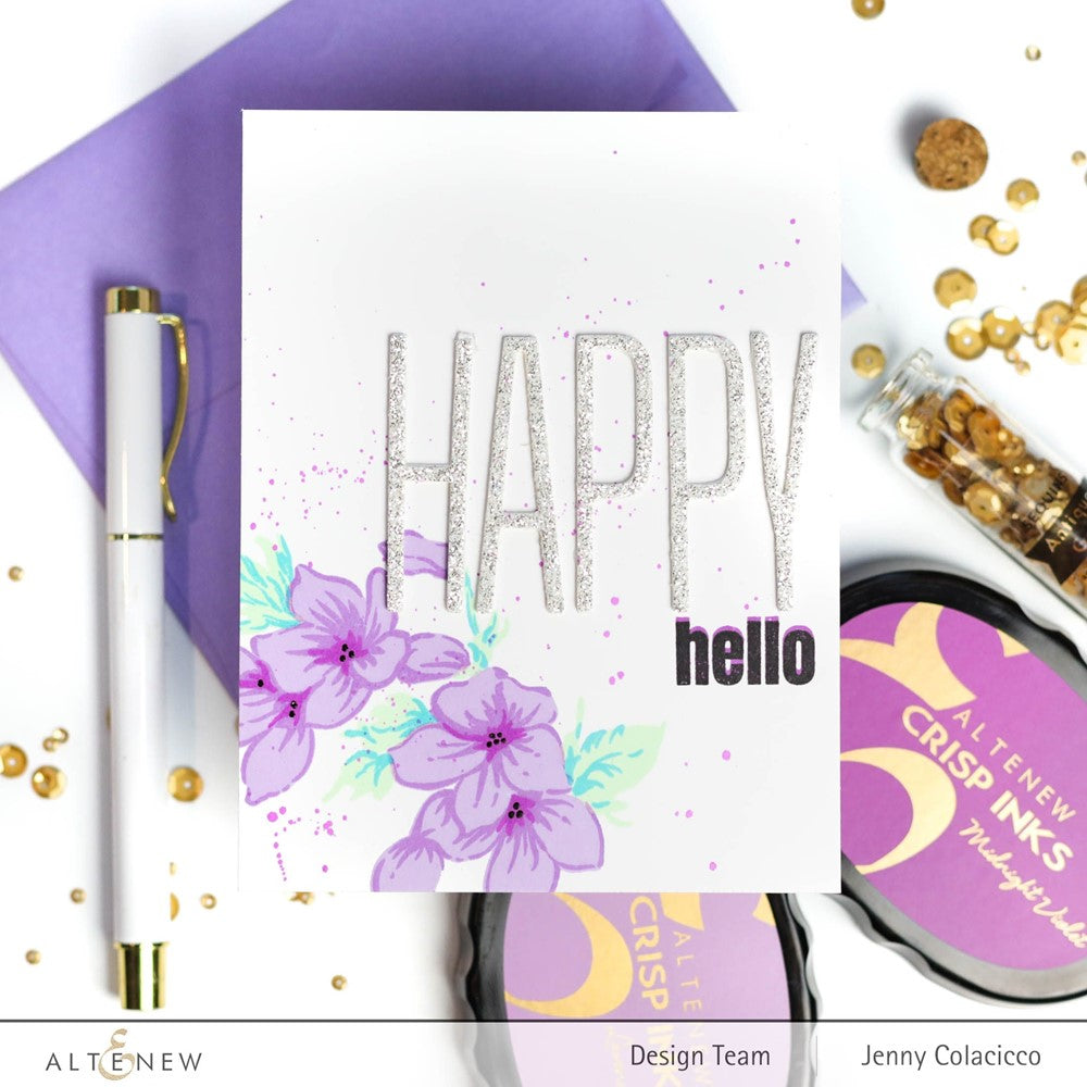 Altenew WILD GERANIUM Clear Stamps ALT7607 happy hello