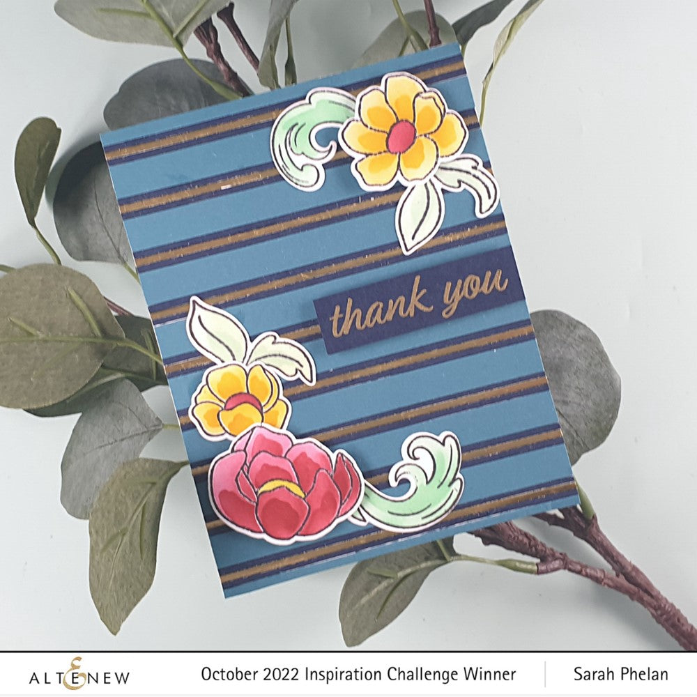 Altenew ENAMEL FLOWERS Clear Stamps ALT7600 thank you