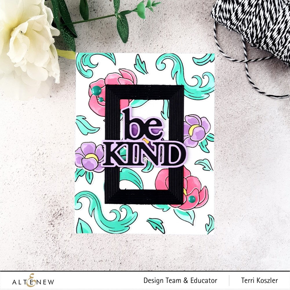 Altenew ENAMEL FLOWERS Clear Stamps ALT7600 be kind