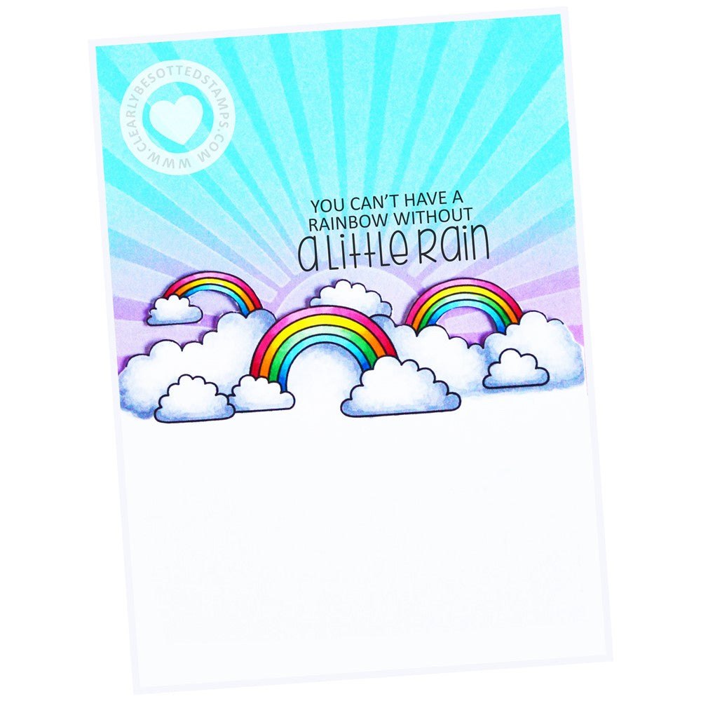 Clearly Besotted RAIN DOWN LINE UP Clear Stamps rainbows