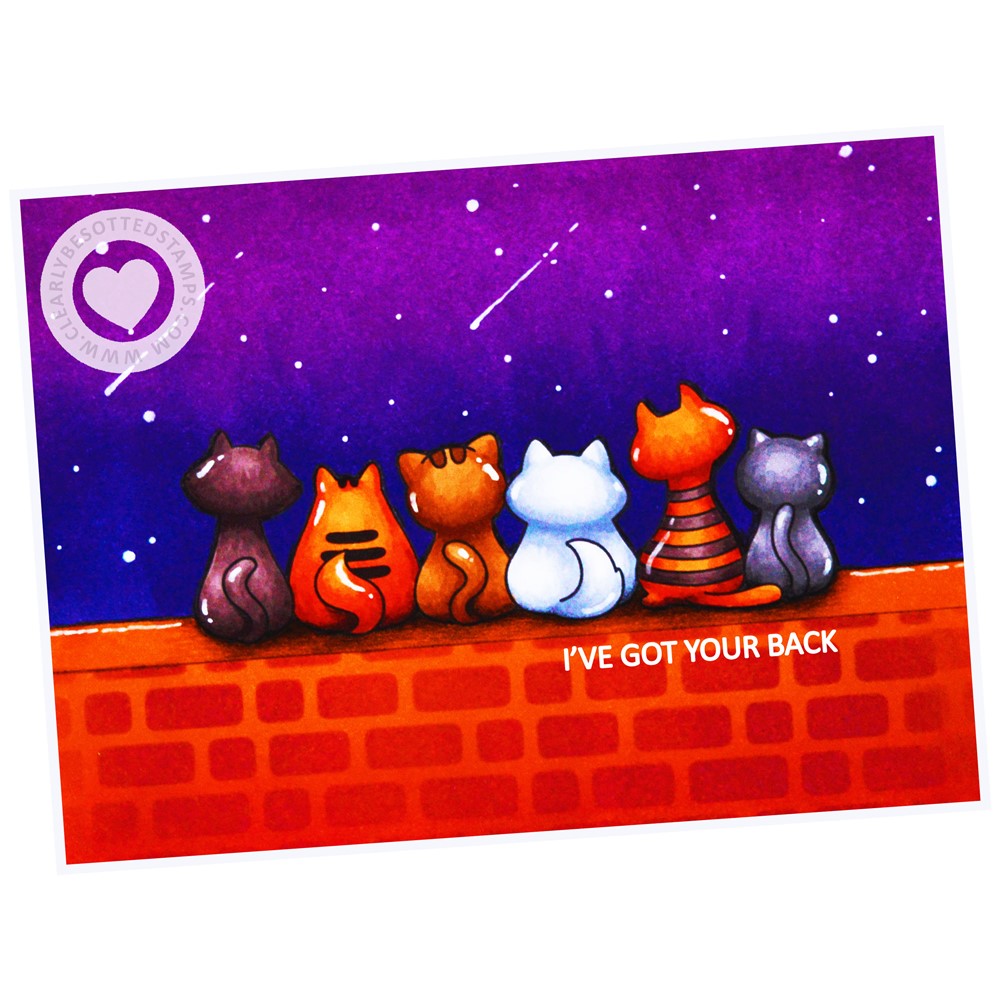 Clearly Besotted BACK TO FRONT LINE UP Clear Stamps cats
