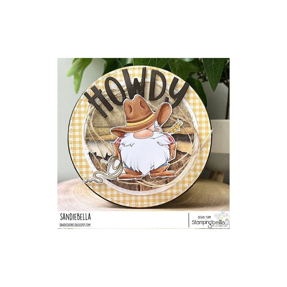 Stamping Bella GNOME COWBOY Cling Stamp eb1195 howdy