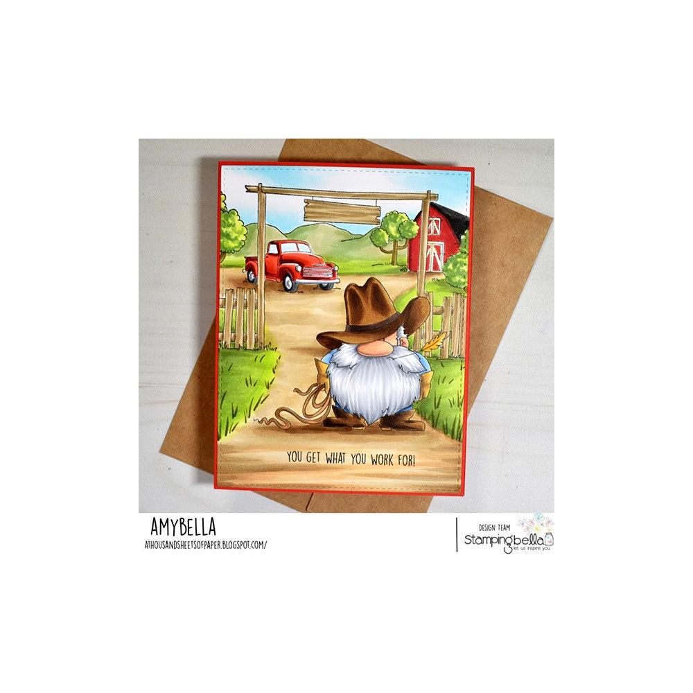 Stamping Bella GNOME COWBOY Cling Stamp eb1195 get what you work for