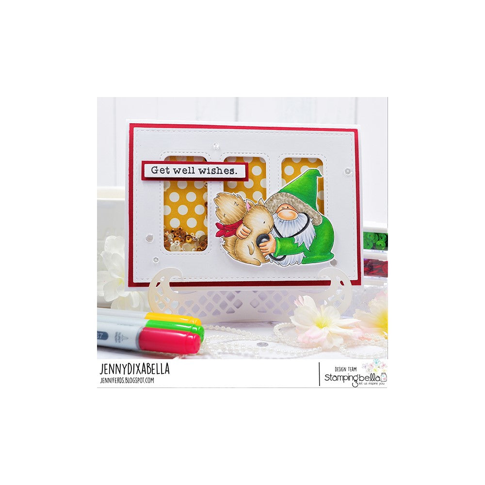 Stamping Bella GNOME VET Cling Stamp eb1205 get well wishes