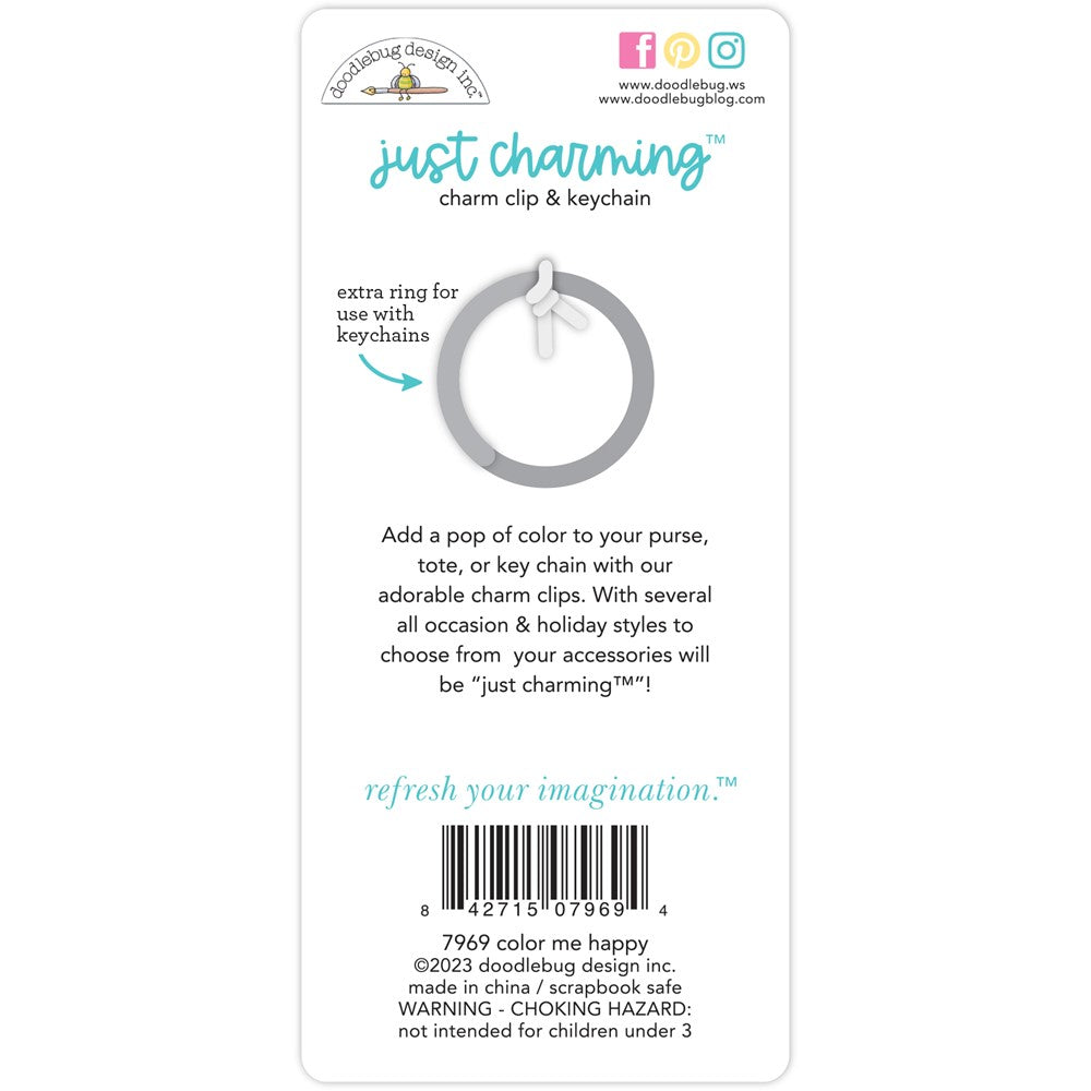 Doodlebug COLOR ME HAPPY Just Charming Clip and Keychain 7969 back