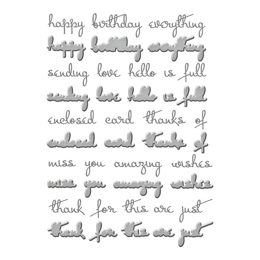 S6-208 Spellbinders THANKS ENCLOSED SENTIMENTS Etched Dies