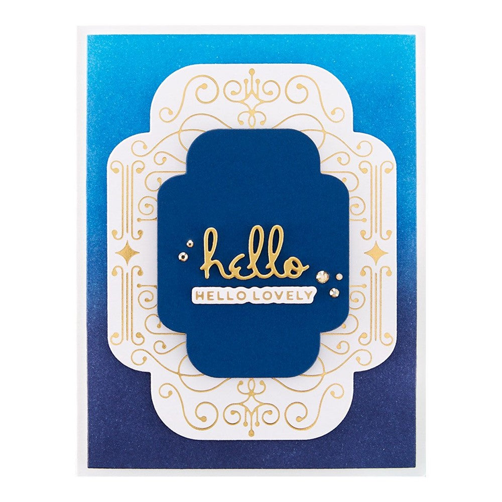 S6-208 Spellbinders THANKS ENCLOSED SENTIMENTS Etched Dies hello lovely