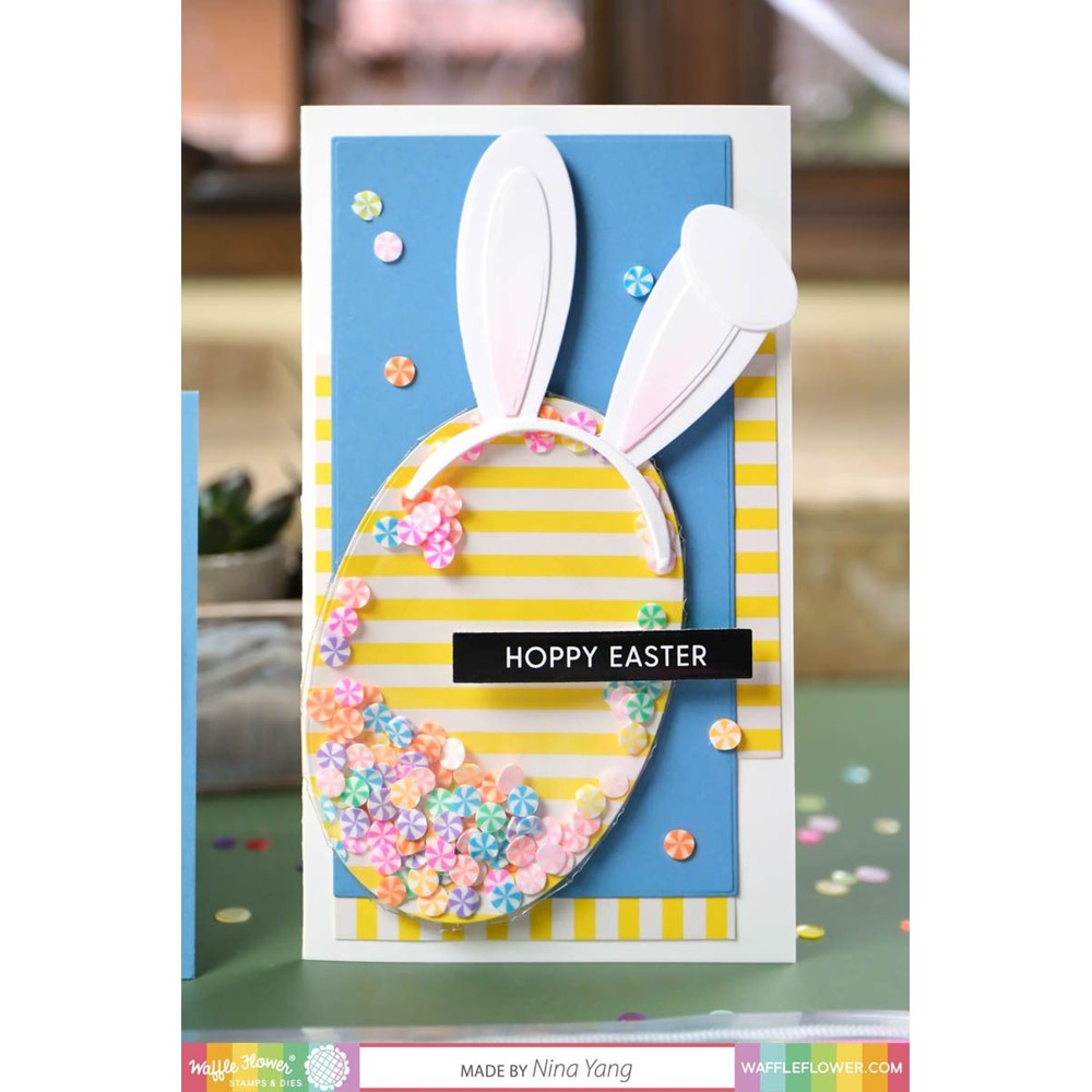 Waffle Flower SHAKER COVER 2.5 X 3.75 OVAL WFE043 hoppy easter