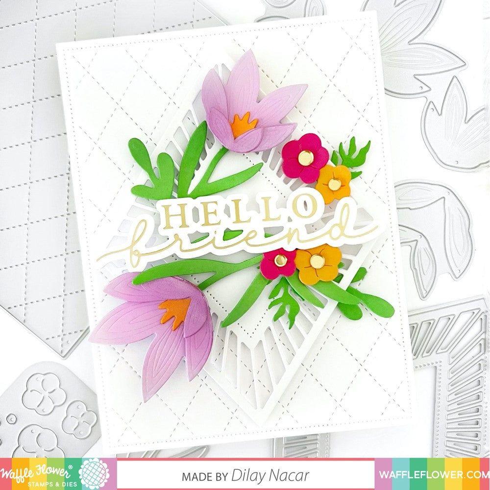 Waffle Flower LAYERED CROCUS Dies 421242 hello friend