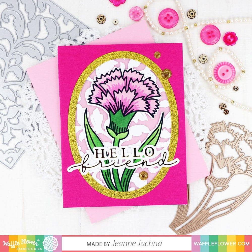 Waffle Flower SKETCHED CARNATION Coloring Stencil 421223 hello friends