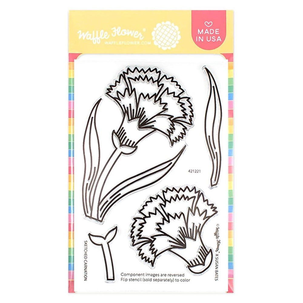 Waffle Flower SKETCHED CARNATION Clear Stamps 421221
