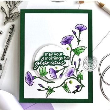 Hero Arts Clear Stamps MORNING GLORY MESSAGES CM688 purple