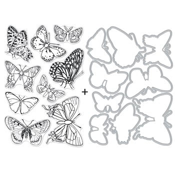 Hero Arts BEAUTIFUL BUTTERFLIES Clear Stamp and Die Combo SB358