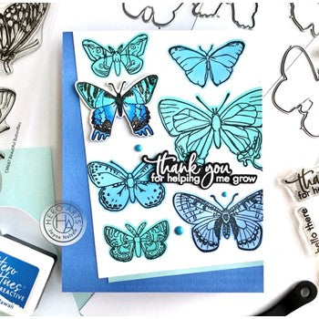 Hero Arts BEAUTIFUL BUTTERFLIES Clear Stamp and Die Combo SB358 thank you