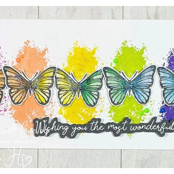 Julie Hickey Designs HAZEL'S BUTTERFLY Clear Stamps DS-HE-1033 rainbow