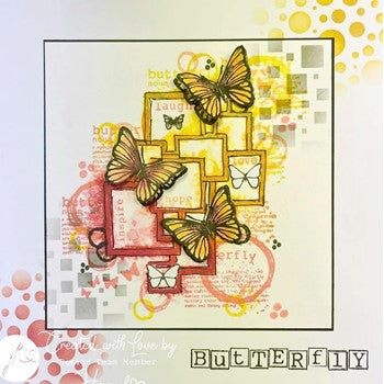 Julie Hickey Designs SQUARES MEDLEY Clear Stamps DS-HE-1029 butterfly