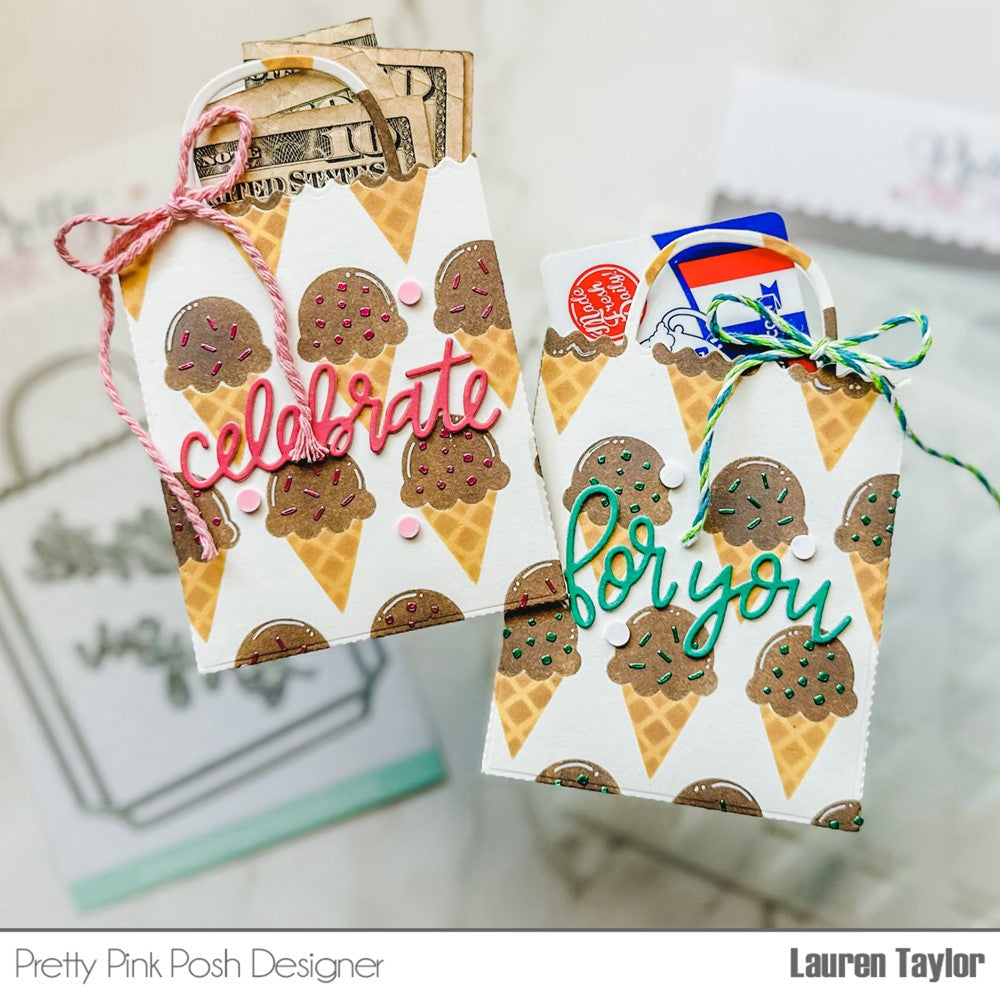 Pretty Pink Posh LAYERED ICE CREAM CONES Stencils chocolate