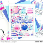 Pretty Pink Posh LAYERED BIRTHDAY CAKE Stencils balloons
