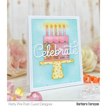 Pretty Pink Posh LARGE CELEBRATE SHADOW Dies polka dots