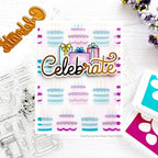 Pretty Pink Posh LARGE CELEBRATE SHADOW Dies foil