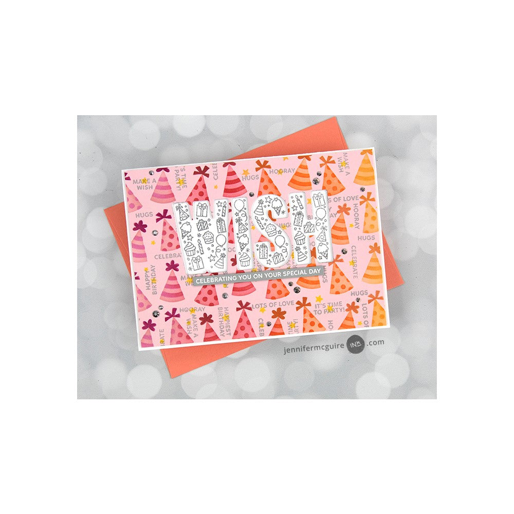 Pretty Pink Posh BIRTHDAY SENTIMENTS Clear Stamps hats