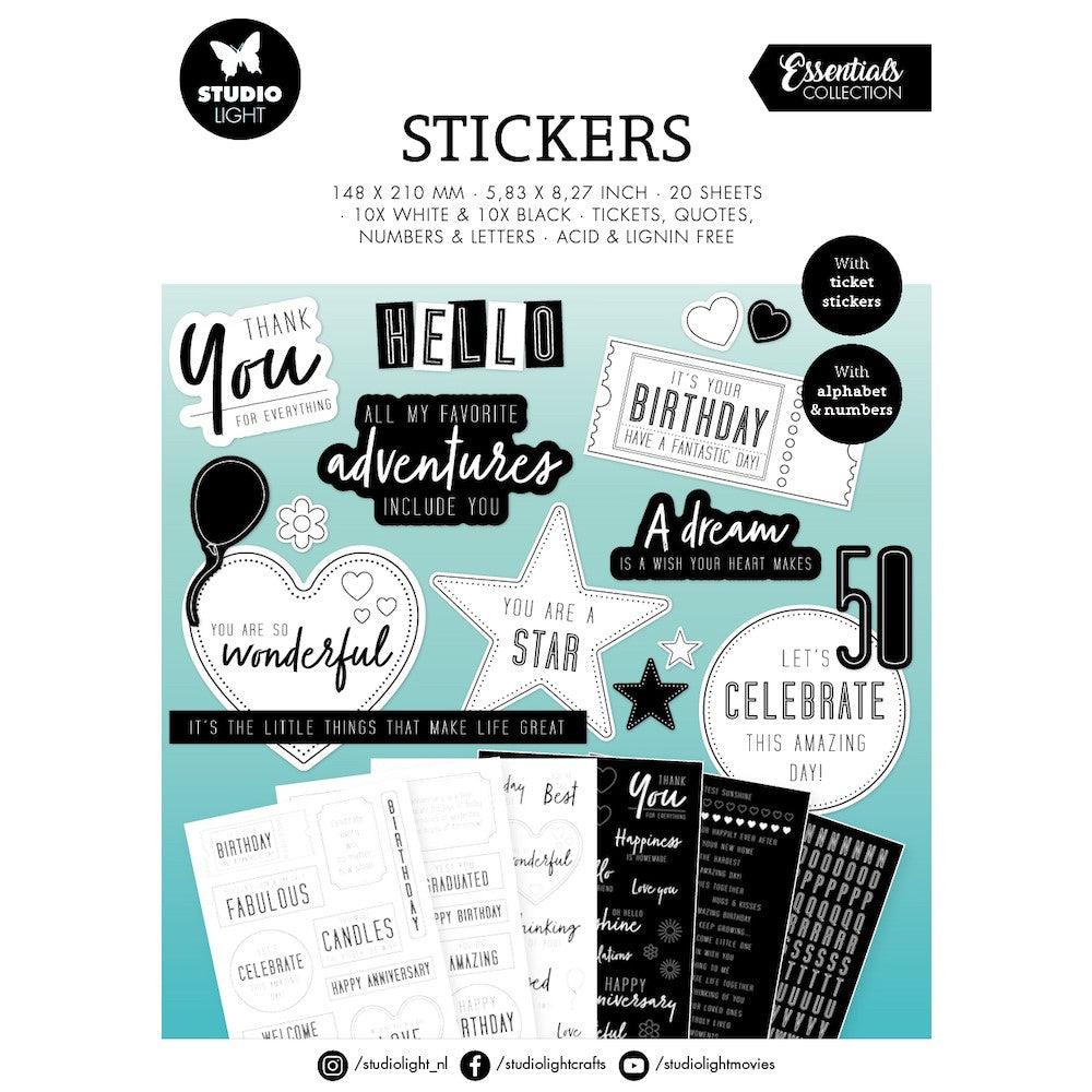Studio Light SENTIMENTS Essentials Sticker Book slesstic06