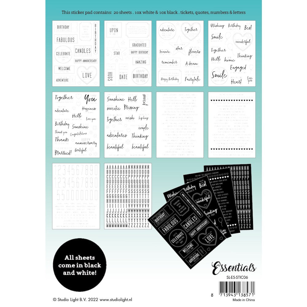 Studio Light SENTIMENTS Essentials Sticker Book slesstic06 sticker detail view