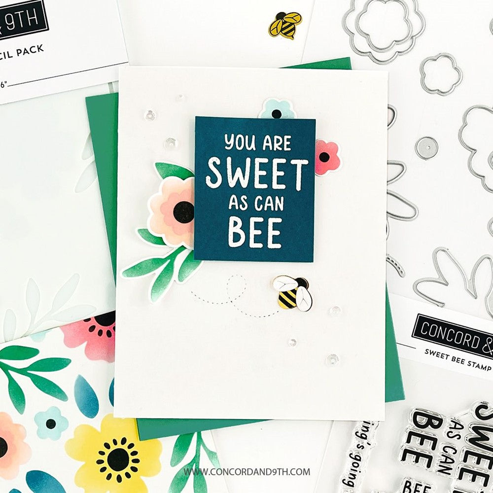 Concord & 9th SWEET BEE Clear Stamps 11759 sweet as can bee floral card