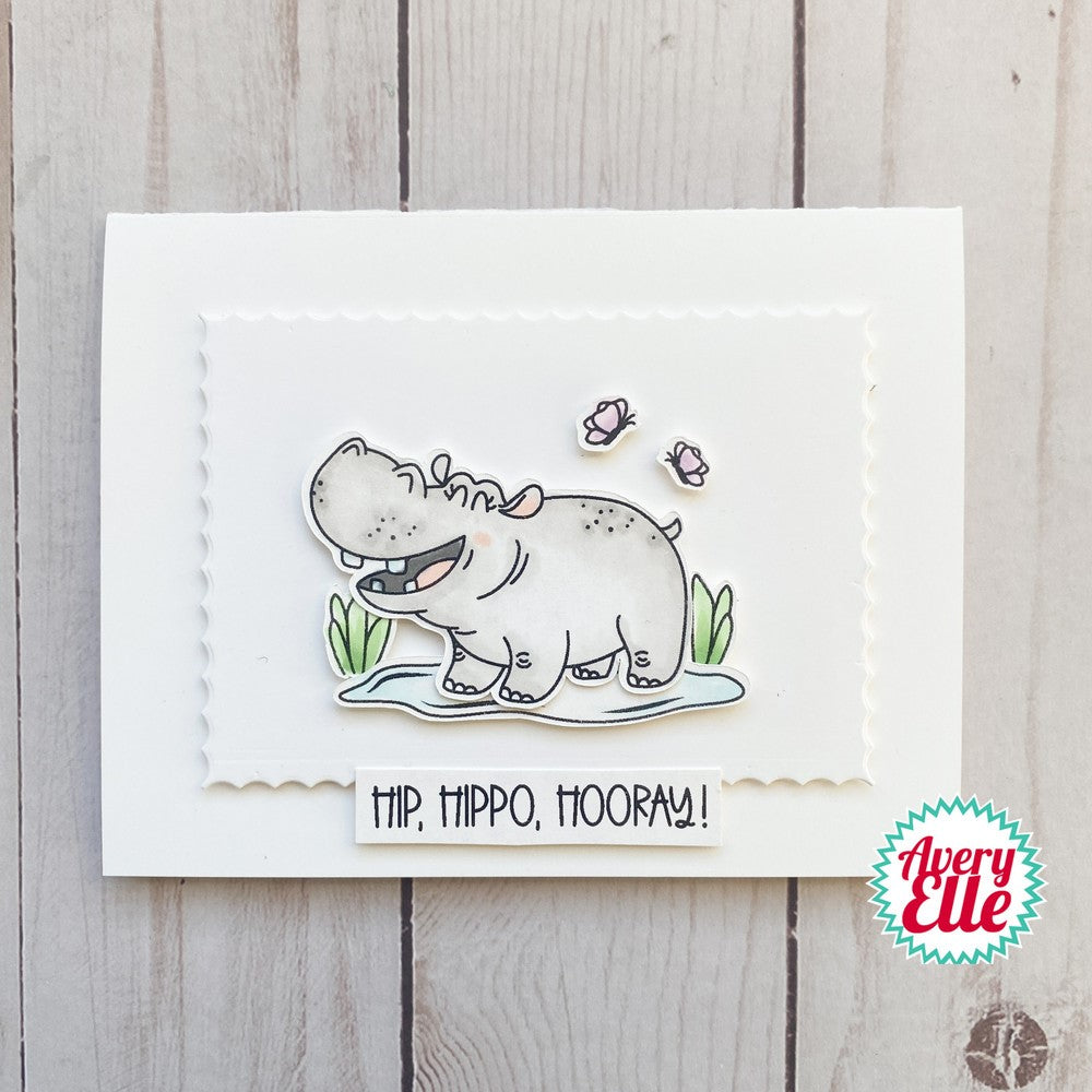 Avery Elle Clear Stamps HIPPO HOORAY ST-23-11 pond