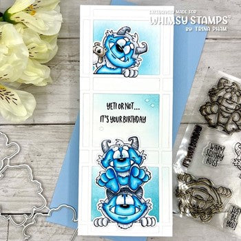 Whimsy Stamps YETI BIRTHDAY Clear Stamps DP1108 windows