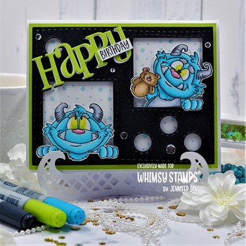 Whimsy Stamps YETI BIRTHDAY Clear Stamps DP1108 Happy
