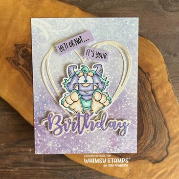 Whimsy Stamps YETI BIRTHDAY Clear Stamps DP1108 heart